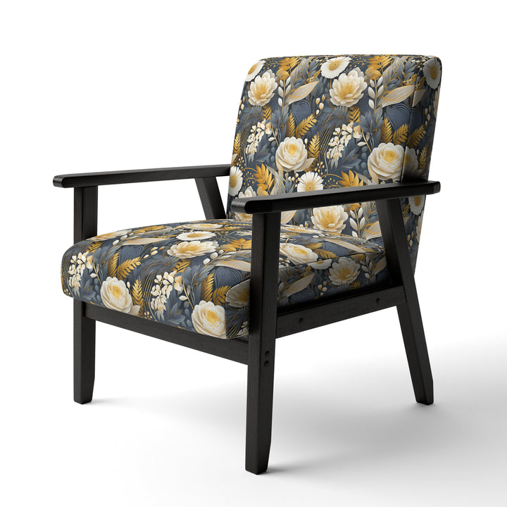 Enchanted Gardens Gold And Grey Pattern - Cottage Accent Slipper Chair