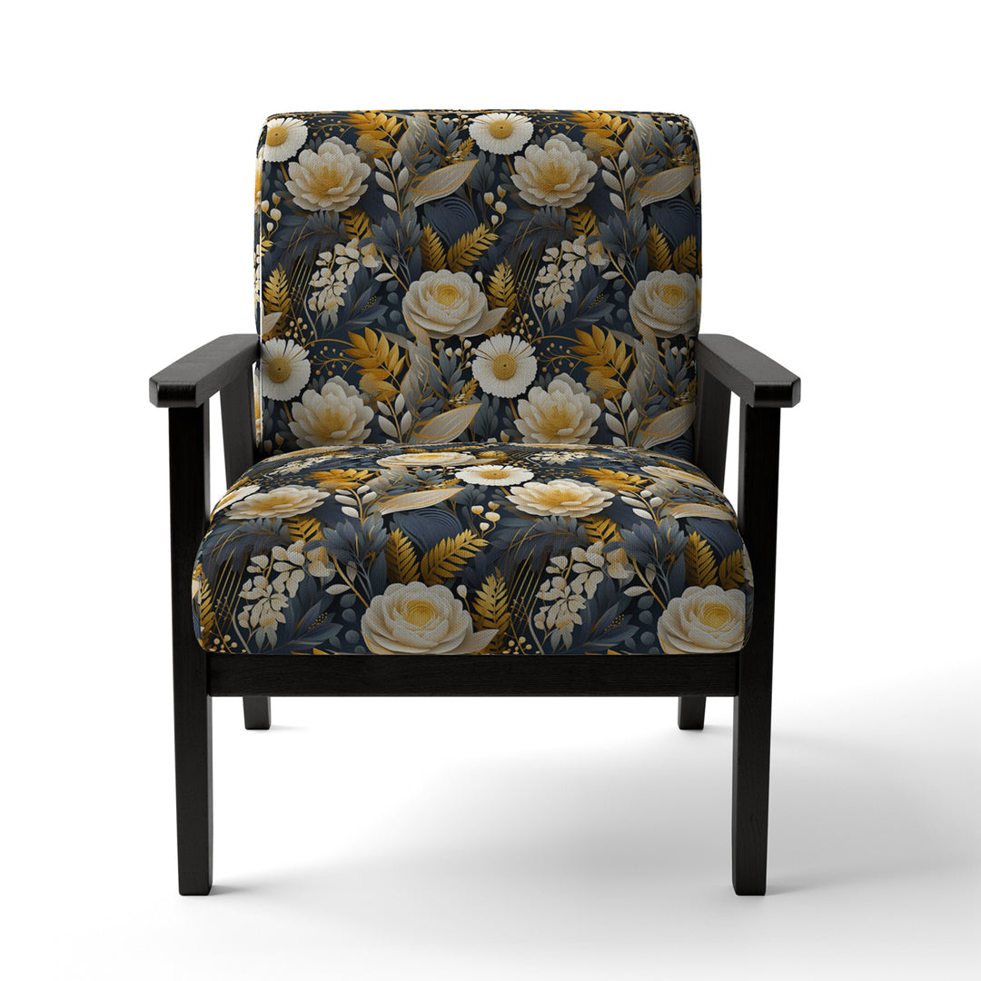 Enchanted Gardens Gold And Grey Pattern - Cottage Accent Slipper Chair