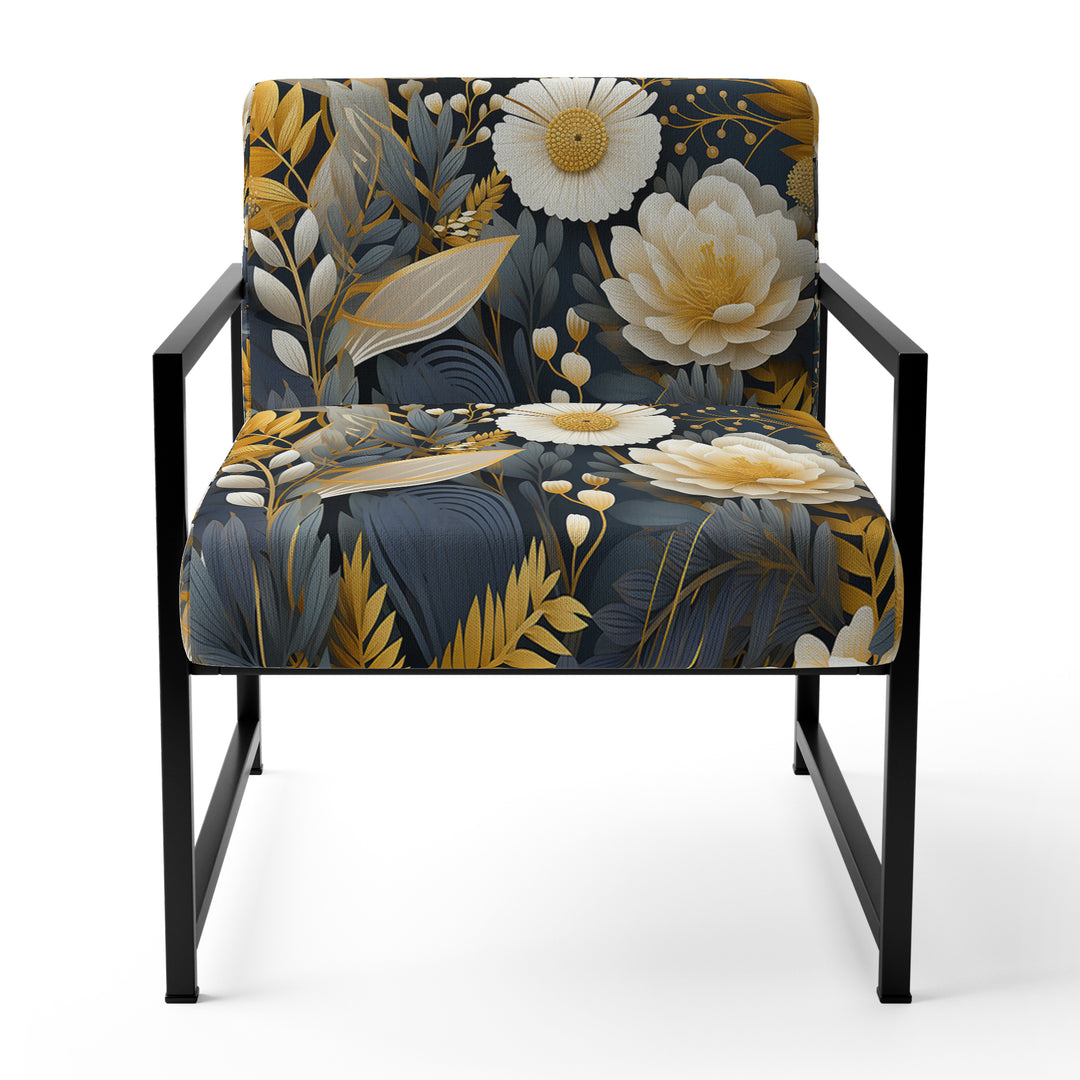 Enchanted Gardens Gold And Grey Pattern - Cottage Accent Slipper Chair