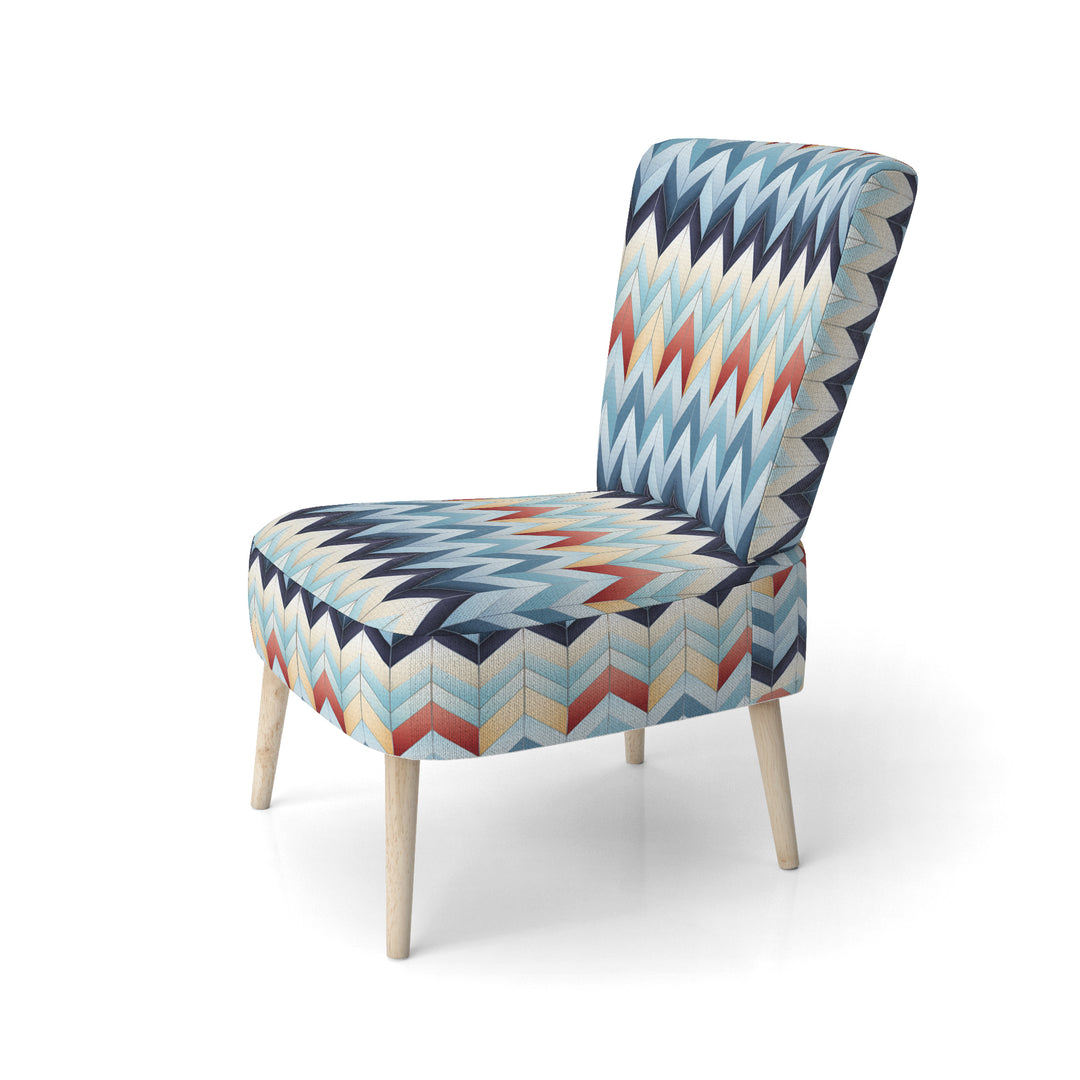 Geometric Harmony Chevron Pattern - Glam Arm Chair