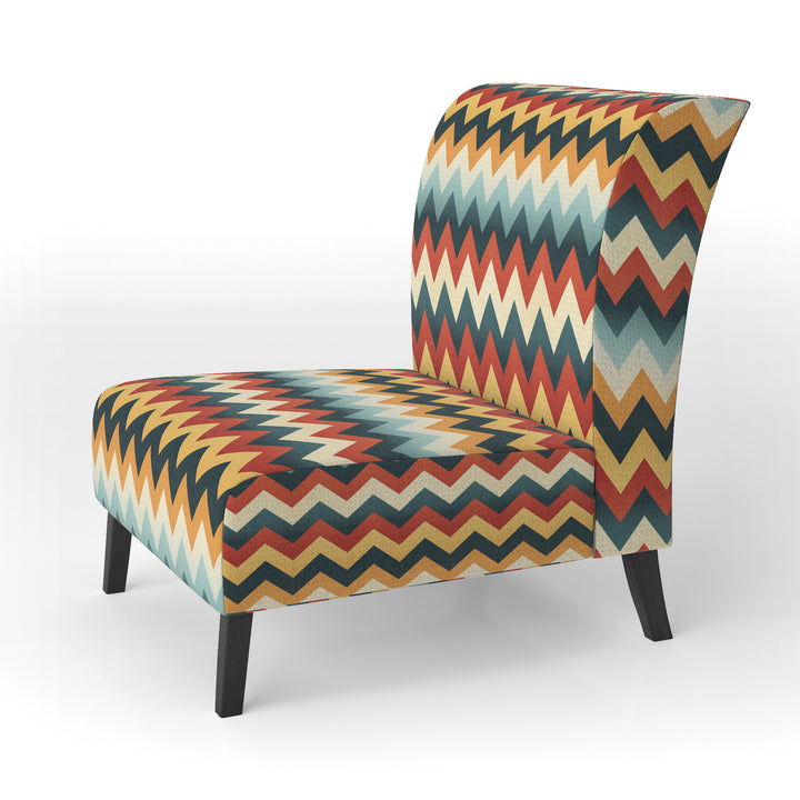 Retro Revival Chevron Pattern - Glam Accent Slipper Chair