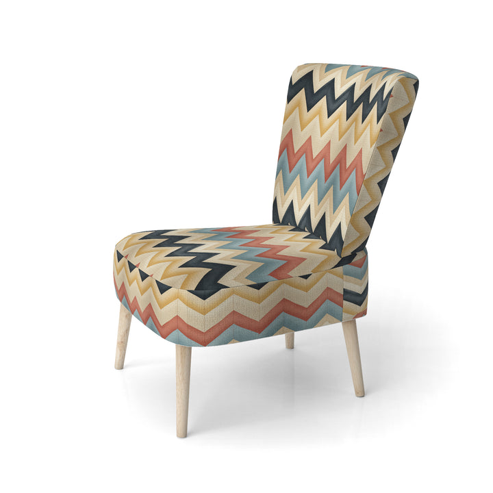 Earthy Tones Chevron Pattern - Upholstered Glam Accent Chairs
