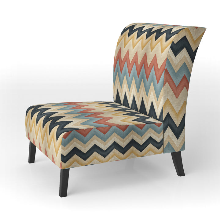 Earthy Tones Chevron Pattern - Upholstered Glam Accent Chairs