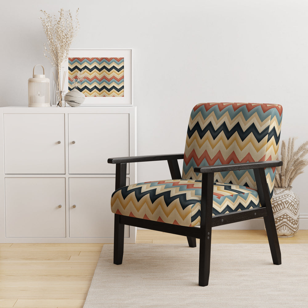 Earthy Tones Chevron Pattern - Upholstered Glam Accent Chairs