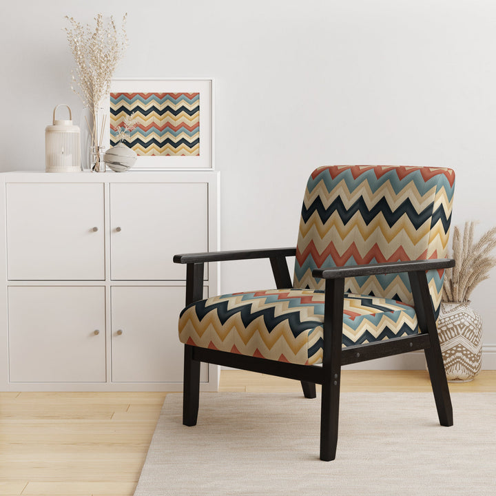 Earthy Tones Chevron Pattern - Upholstered Glam Accent Chairs