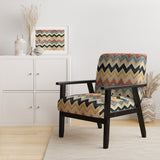 Earthy Tones Chevron Pattern - Upholstered Glam Accent Chairs