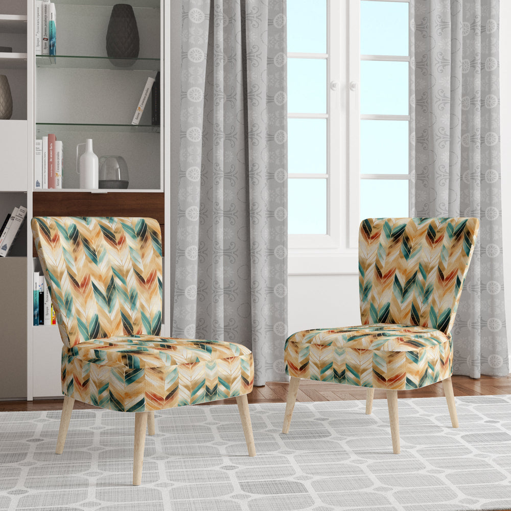 Golden Gilded Chevron Reverie - Glam Arm Chair
