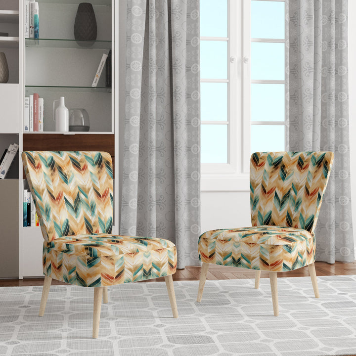 Golden Gilded Chevron Reverie - Glam Arm Chair