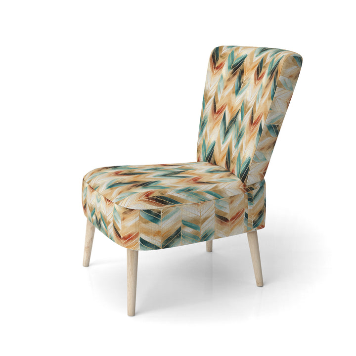 Golden Gilded Chevron Reverie - Glam Arm Chair