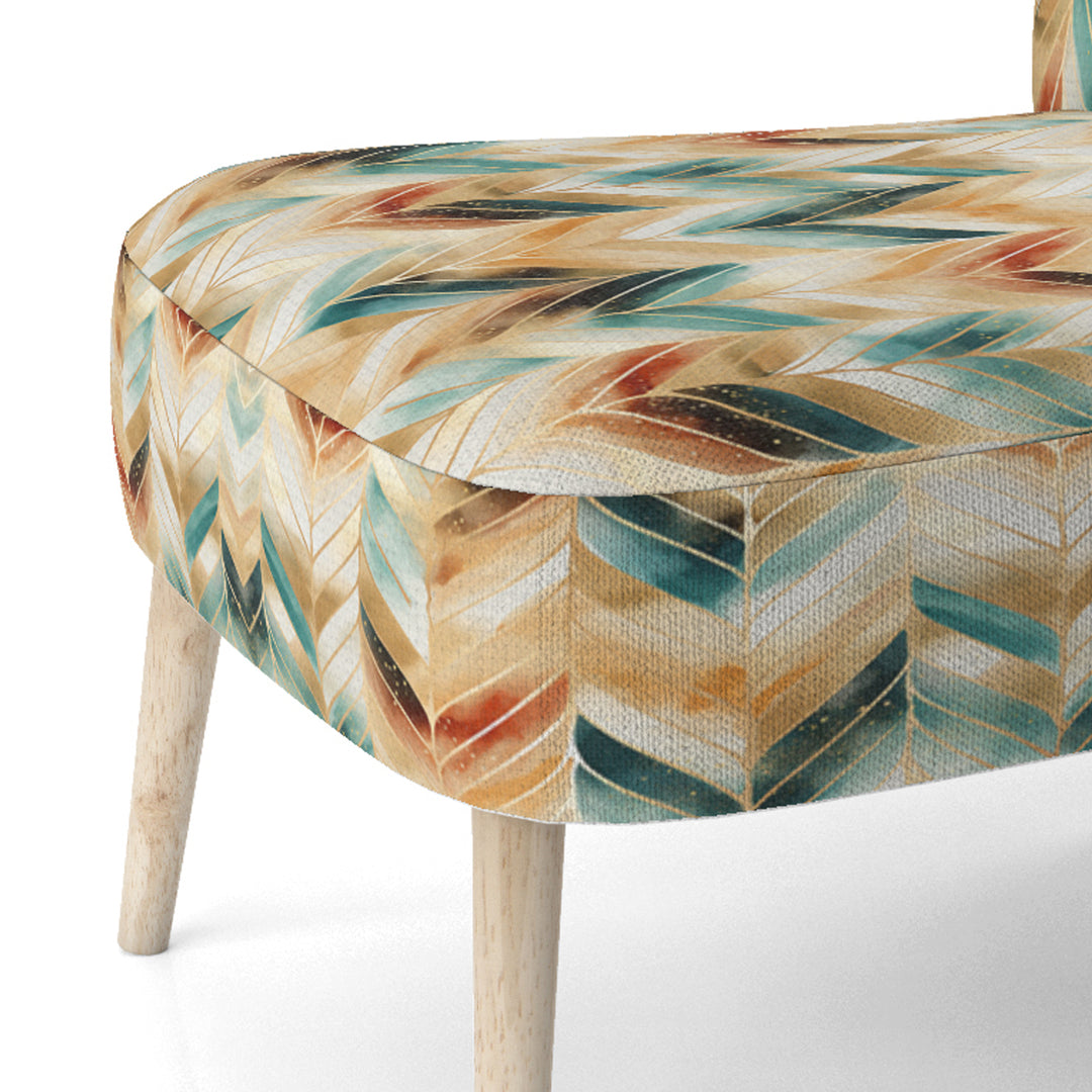Golden Gilded Chevron Reverie - Glam Arm Chair
