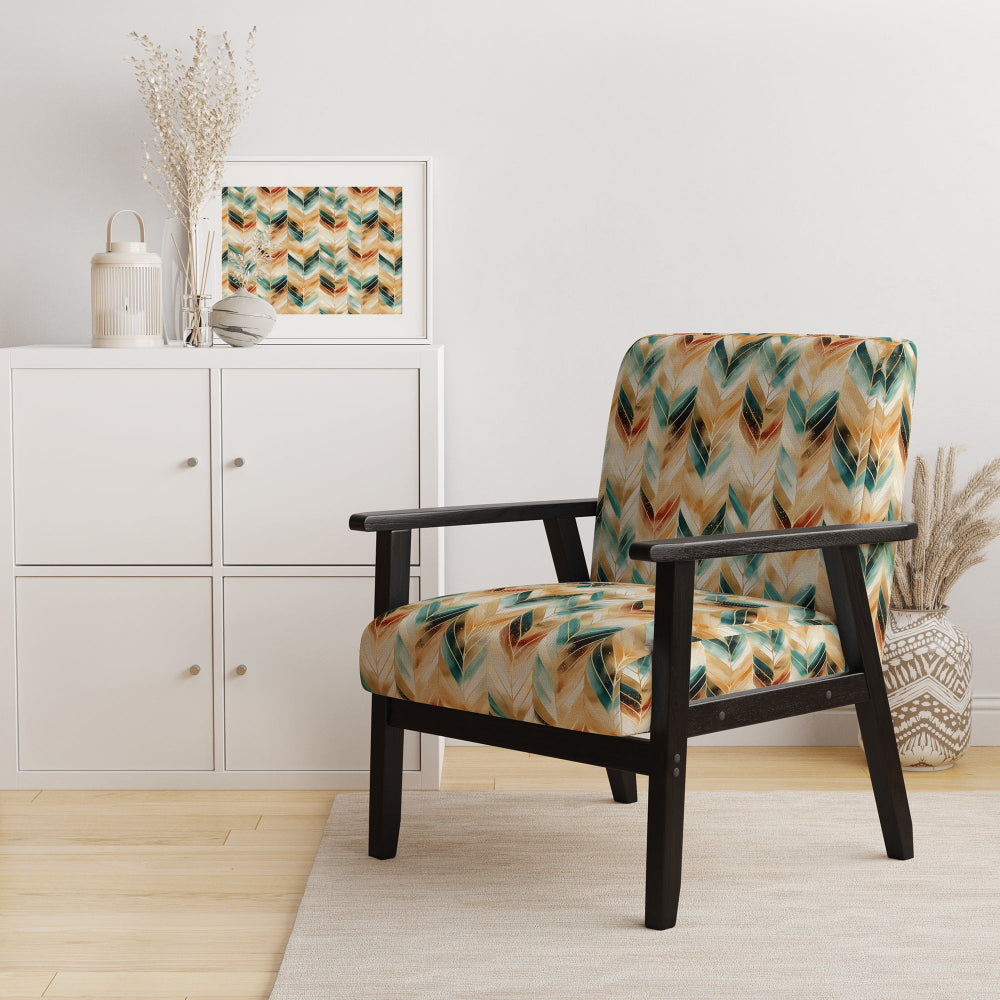 Golden Gilded Chevron Reverie - Glam Arm Chair