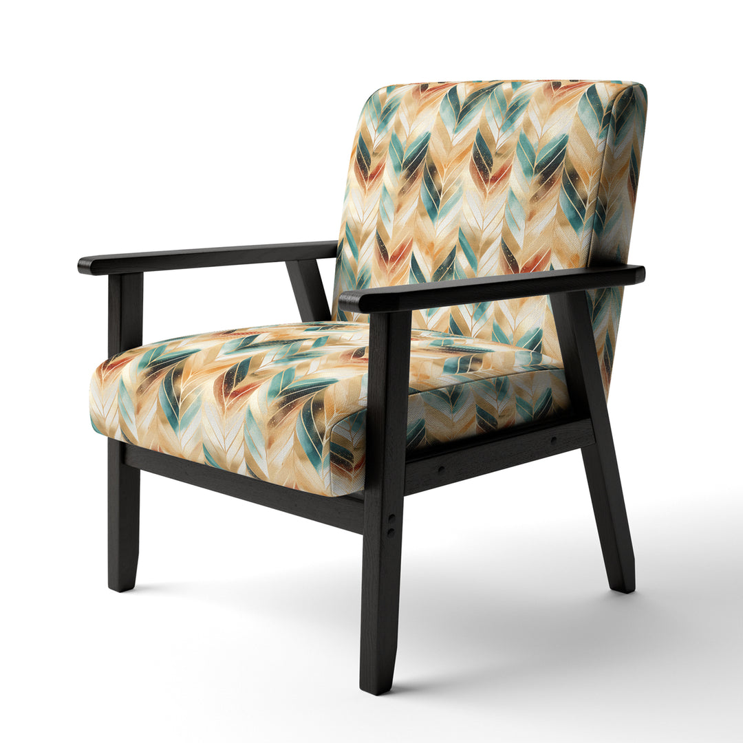 Golden Gilded Chevron Reverie - Glam Arm Chair