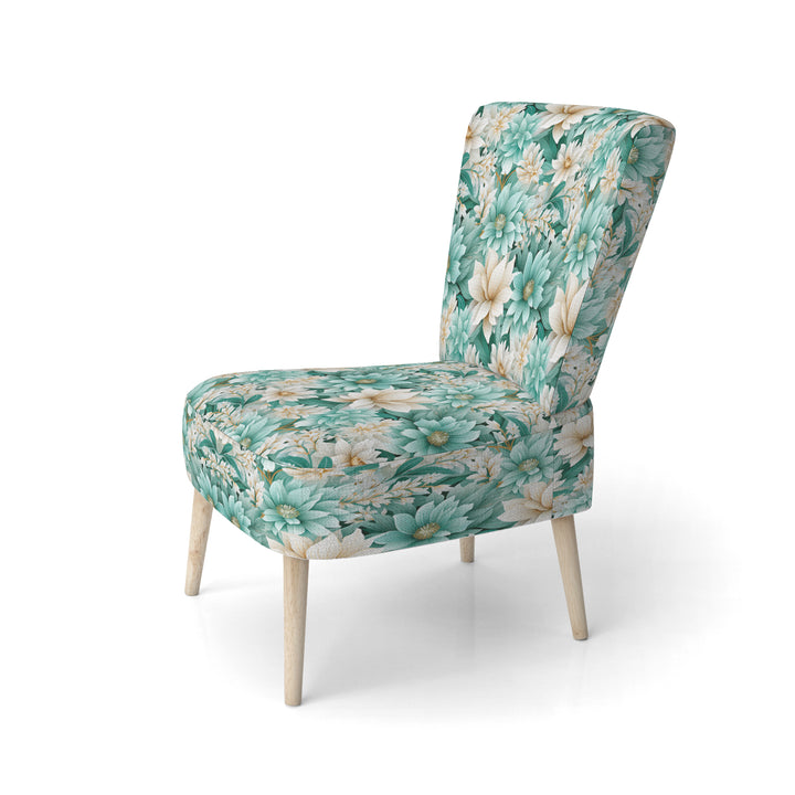 Bohemian Dream Emerald Dahlia Pattern - Cottage Accent Slipper Chair