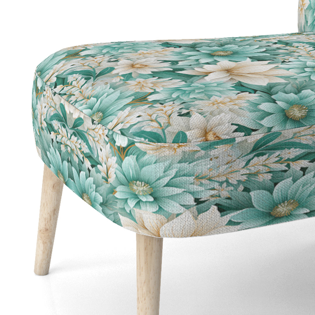 Bohemian Dream Emerald Dahlia Pattern - Cottage Accent Slipper Chair