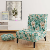 Bohemian Dream Emerald Dahlia Pattern - Cottage Accent Slipper Chair