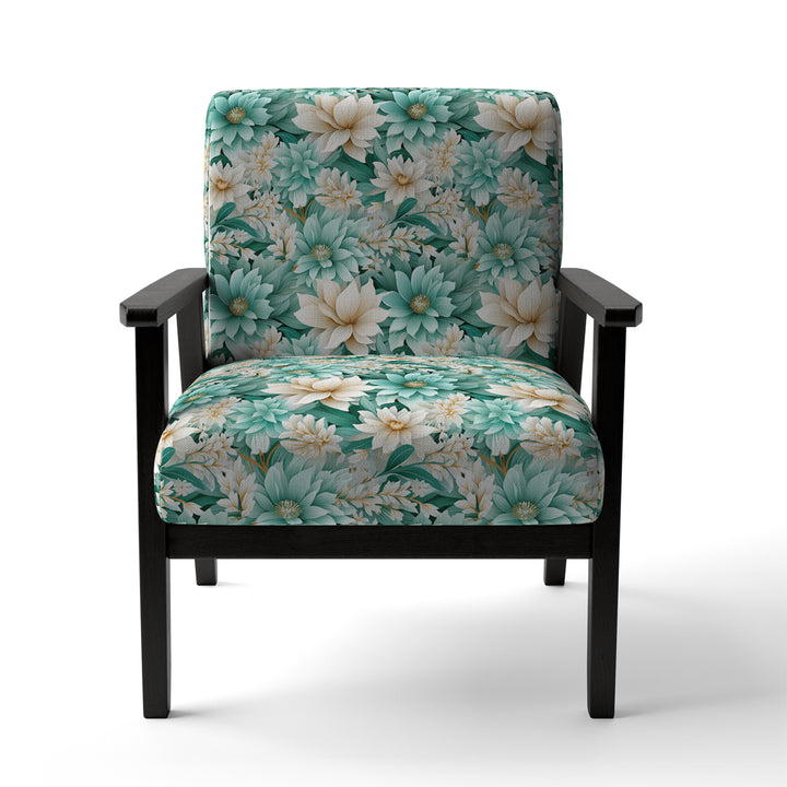 Bohemian Dream Emerald Dahlia Pattern - Cottage Accent Slipper Chair
