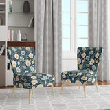 White And Blue Ranunculus Fauna Pattern - Cottage Accent Slipper Chair