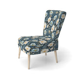 White And Blue Ranunculus Fauna Pattern - Cottage Accent Slipper Chair