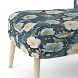 White And Blue Ranunculus Fauna Pattern - Cottage Accent Slipper Chair