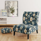 White And Blue Ranunculus Fauna Pattern - Cottage Accent Slipper Chair