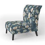 White And Blue Ranunculus Fauna Pattern - Cottage Accent Slipper Chair