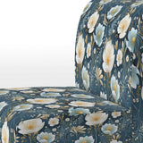 White And Blue Ranunculus Fauna Pattern - Cottage Accent Slipper Chair