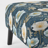 White And Blue Ranunculus Fauna Pattern - Cottage Accent Slipper Chair