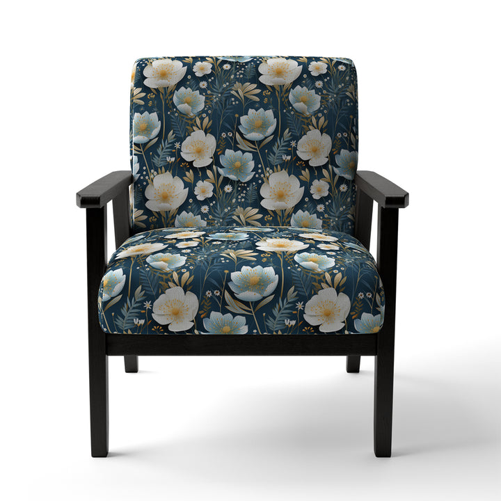 White And Blue Ranunculus Fauna Pattern - Cottage Accent Slipper Chair