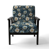 White And Blue Ranunculus Fauna Pattern - Cottage Accent Slipper Chair