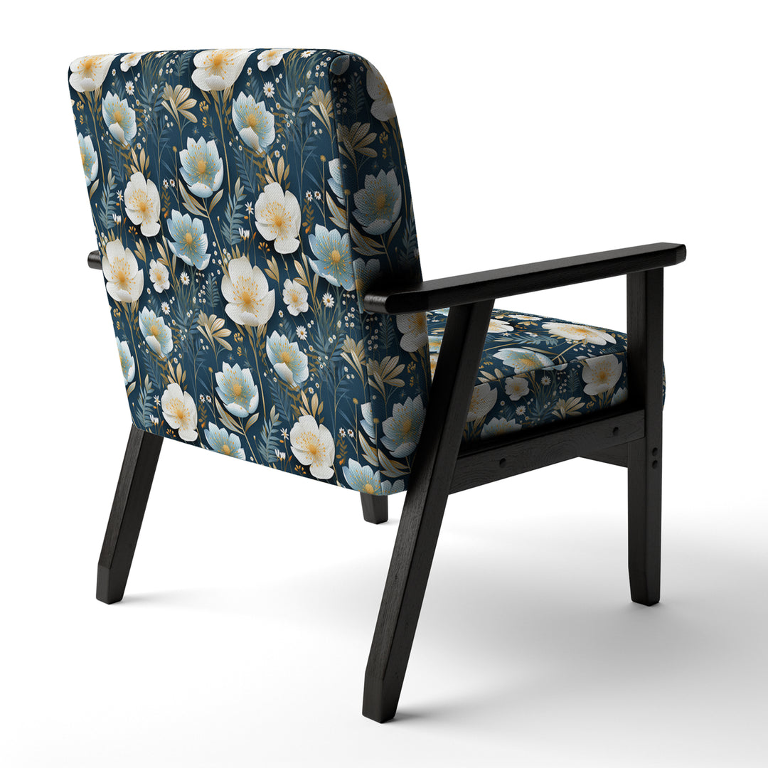 White And Blue Ranunculus Fauna Pattern - Cottage Accent Slipper Chair