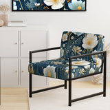 White And Blue Ranunculus Fauna Pattern - Cottage Accent Slipper Chair