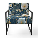 White And Blue Ranunculus Fauna Pattern - Cottage Accent Slipper Chair