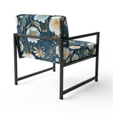White And Blue Ranunculus Fauna Pattern - Cottage Accent Slipper Chair
