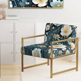 White And Blue Ranunculus Fauna Pattern - Cottage Accent Slipper Chair