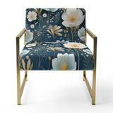 White And Blue Ranunculus Fauna Pattern - Cottage Accent Slipper Chair