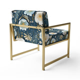 White And Blue Ranunculus Fauna Pattern - Cottage Accent Slipper Chair