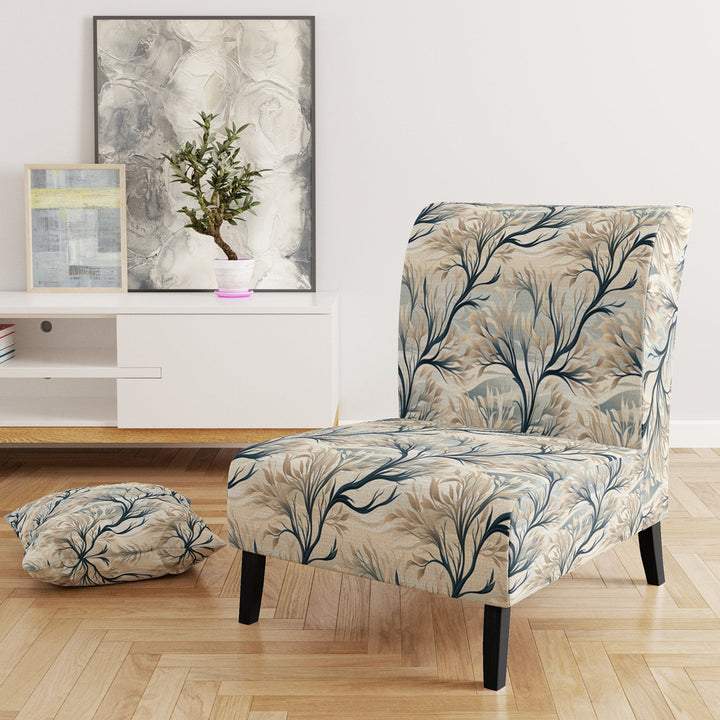 Grey Minimalist Tree Landscape - Cottage Arm Chair