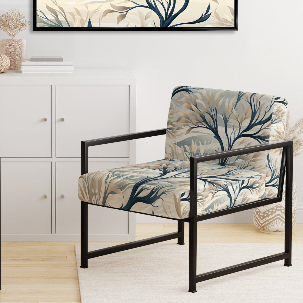 Grey Minimalist Tree Landscape - Cottage Arm Chair