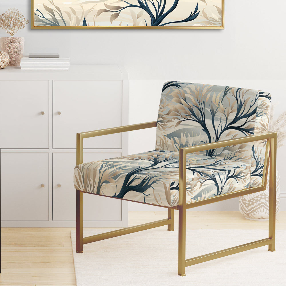 Grey Minimalist Tree Landscape - Cottage Arm Chair