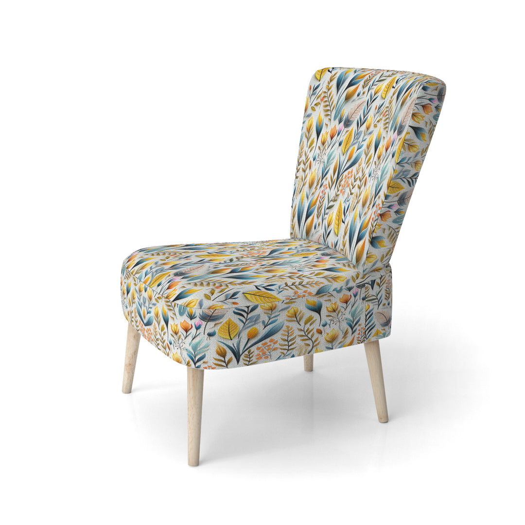 Yellow And Blue Botanics Coastal Pattern - Bohemian Accent Slipper Chair