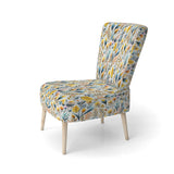 Yellow And Blue Botanics Coastal Pattern - Bohemian Accent Slipper Chair