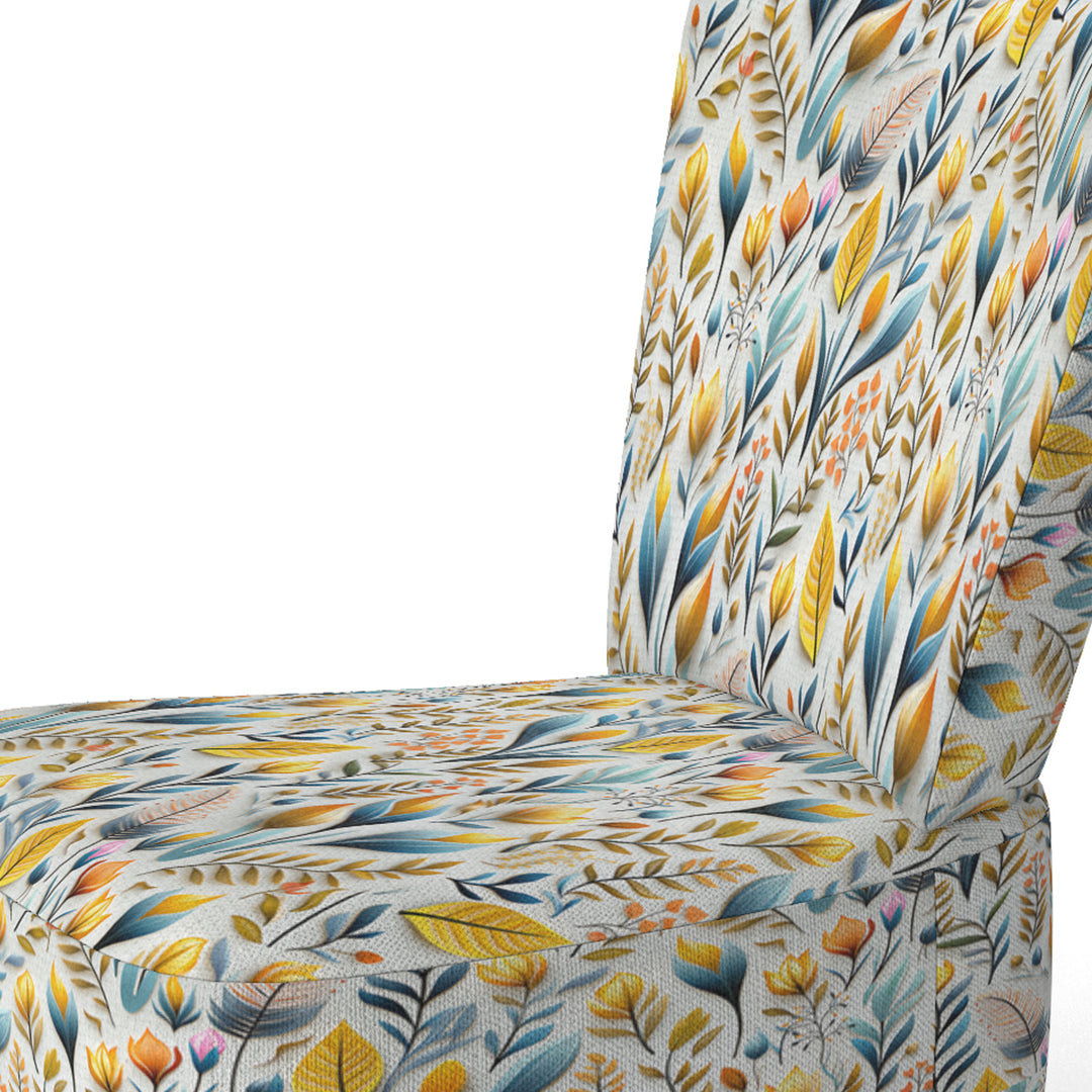 Yellow And Blue Botanics Coastal Pattern - Bohemian Accent Slipper Chair