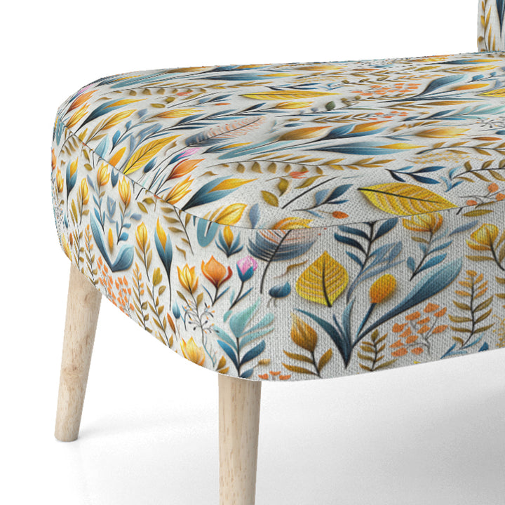 Yellow And Blue Botanics Coastal Pattern - Bohemian Accent Slipper Chair