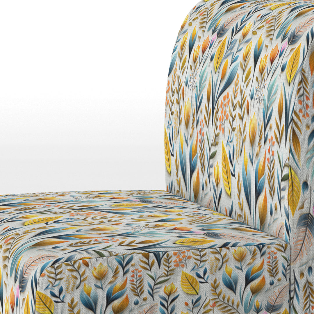 Yellow And Blue Botanics Coastal Pattern - Bohemian Accent Slipper Chair