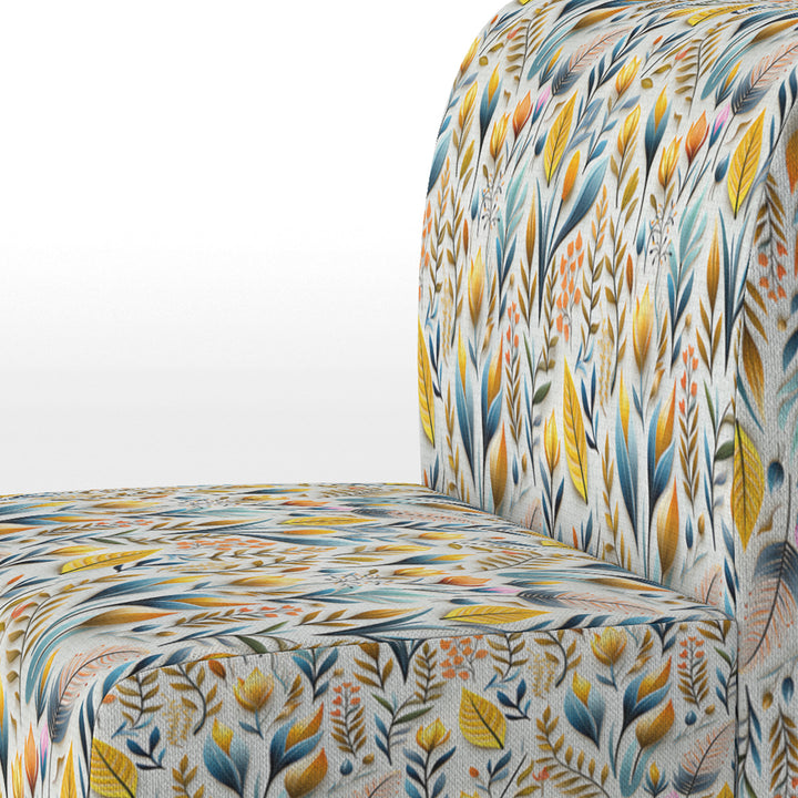 Yellow And Blue Botanics Coastal Pattern - Bohemian Accent Slipper Chair