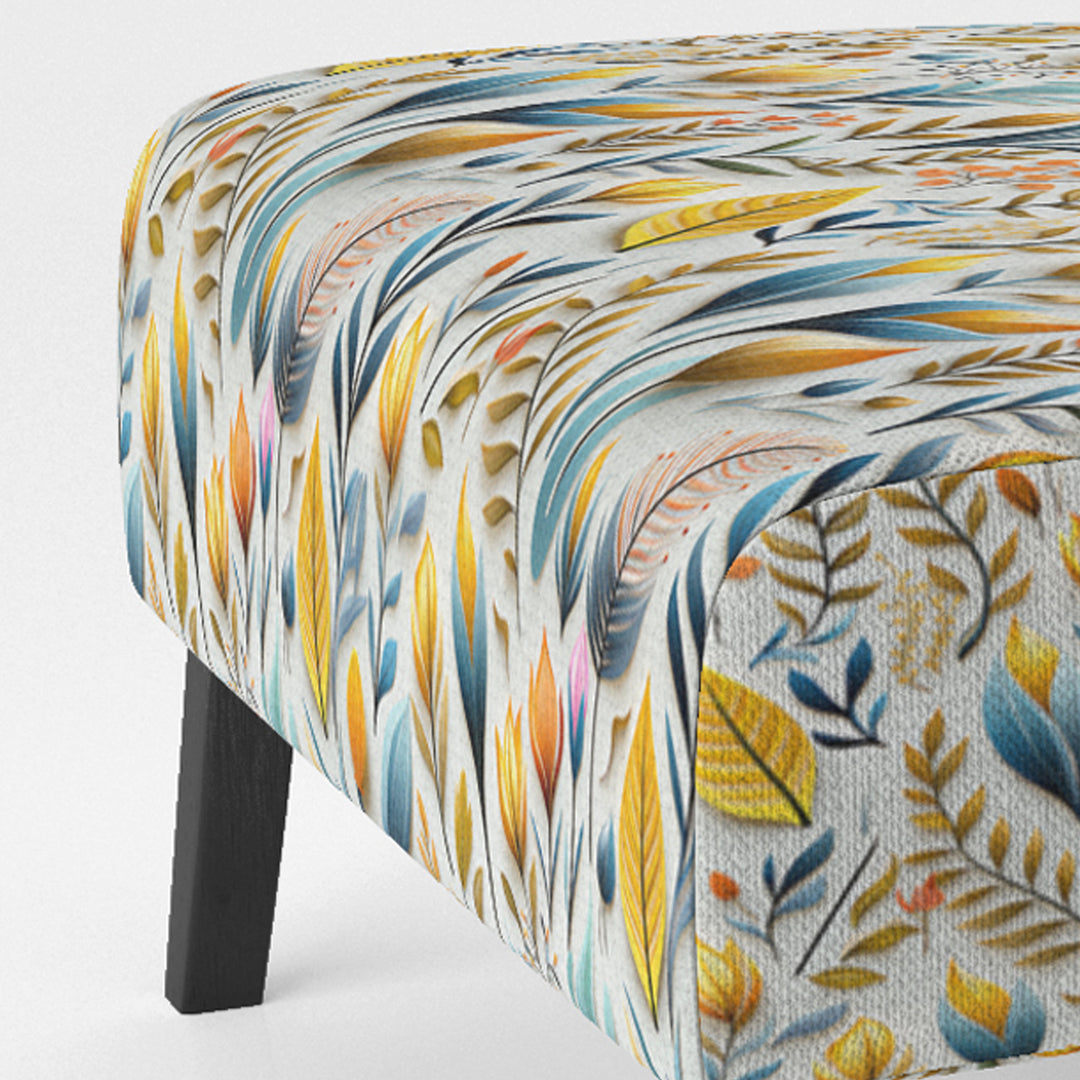 Yellow And Blue Botanics Coastal Pattern - Bohemian Accent Slipper Chair