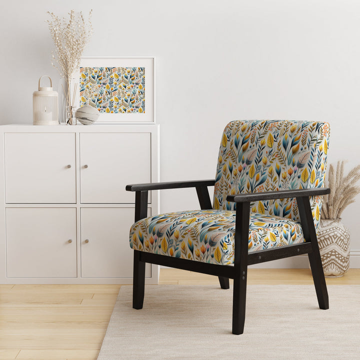 Yellow And Blue Botanics Coastal Pattern - Bohemian Accent Slipper Chair
