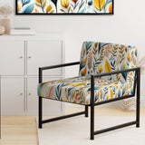 Yellow And Blue Botanics Coastal Pattern - Bohemian Accent Slipper Chair