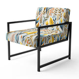 Yellow And Blue Botanics Coastal Pattern - Bohemian Accent Slipper Chair