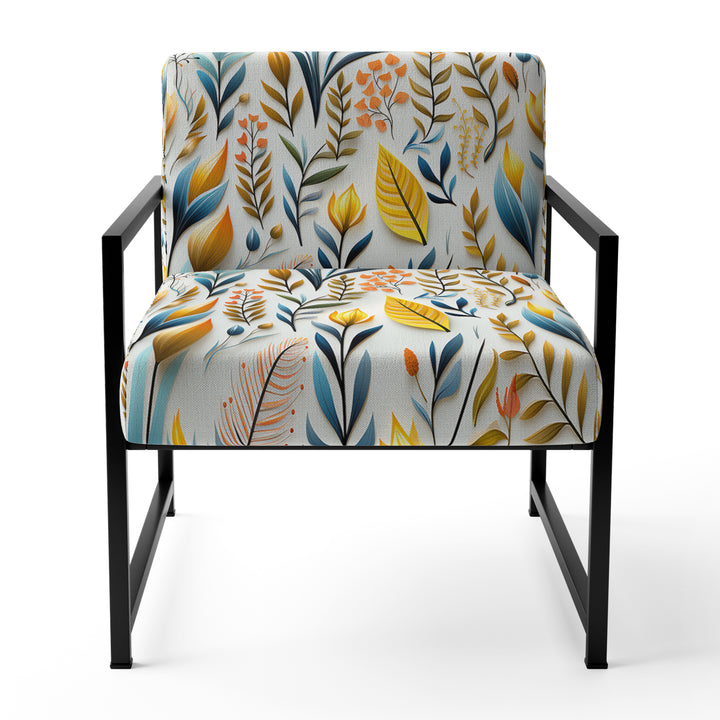 Yellow And Blue Botanics Coastal Pattern - Bohemian Accent Slipper Chair